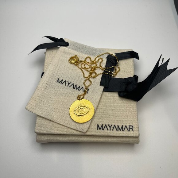 MAYAMAR 24K Gold All Seeing Eye Pendant Necklace - Picture 4 of 4